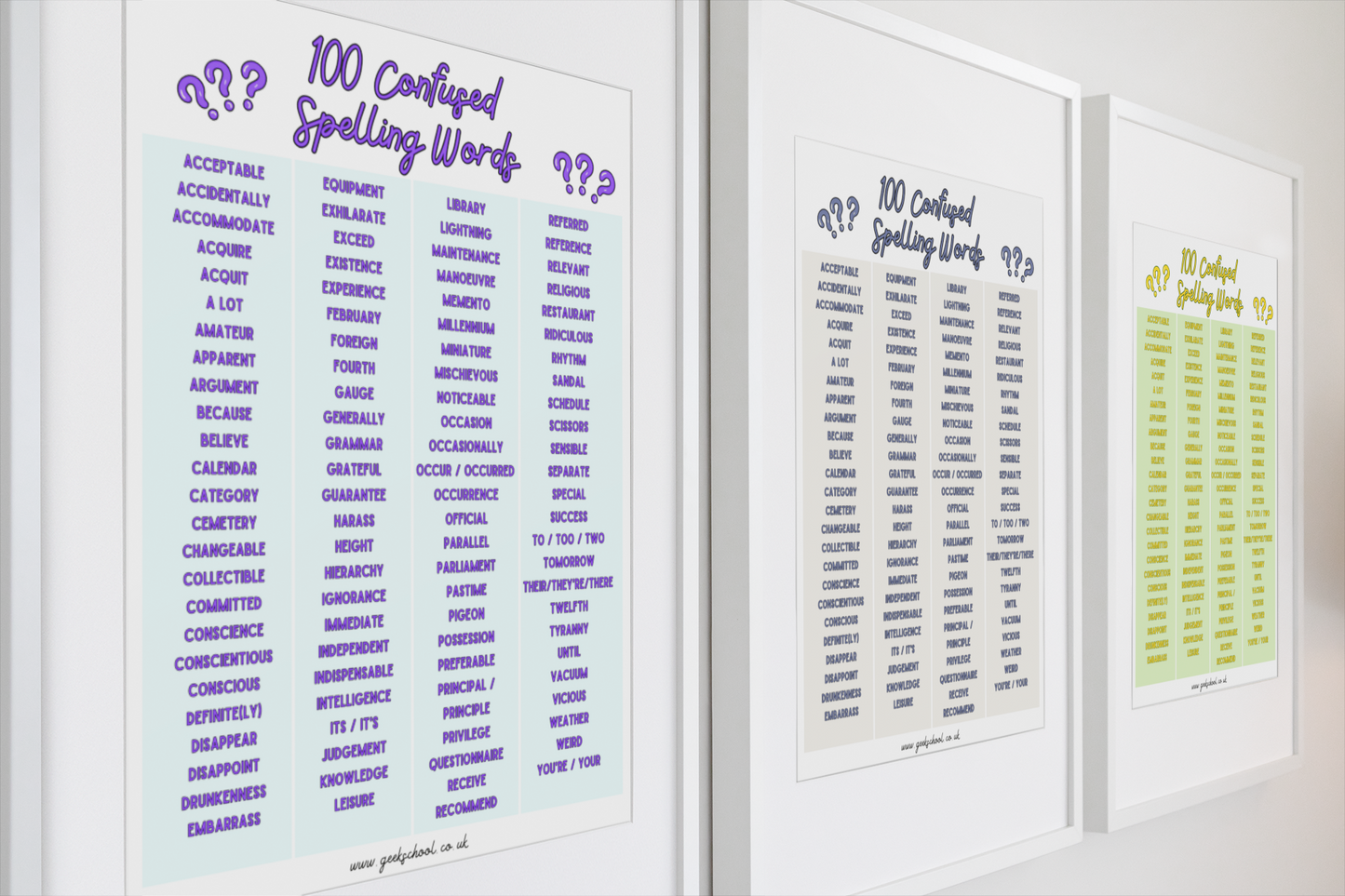 100 Confused Spelling Words | Spelling Printable | Vocabulary Printable | Classroom Decor | Teacher Resources
