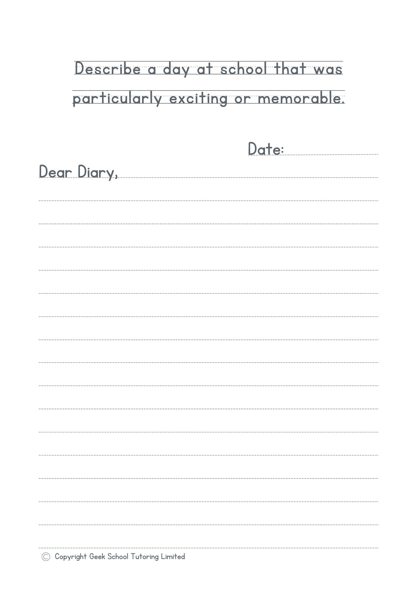11 Plus Diary Entry Writing Prompts Booklet - 50 Writing Tasks