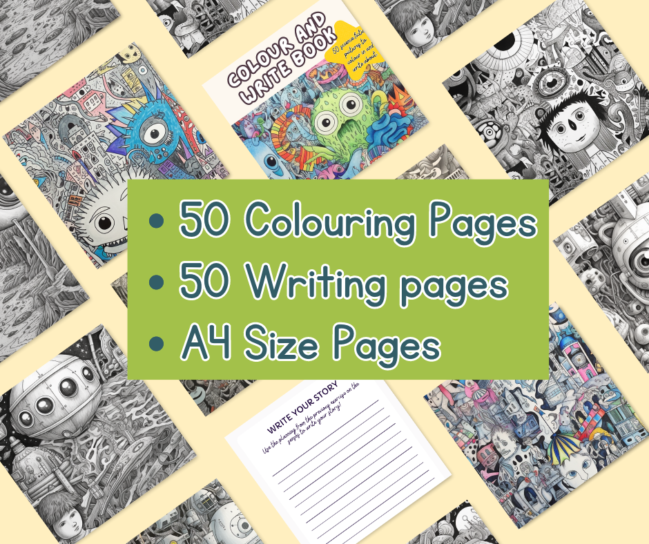 Colour and Write Printed Book | Colour Your Own Book | Book Posters | Colouring Book | Colouring Pages