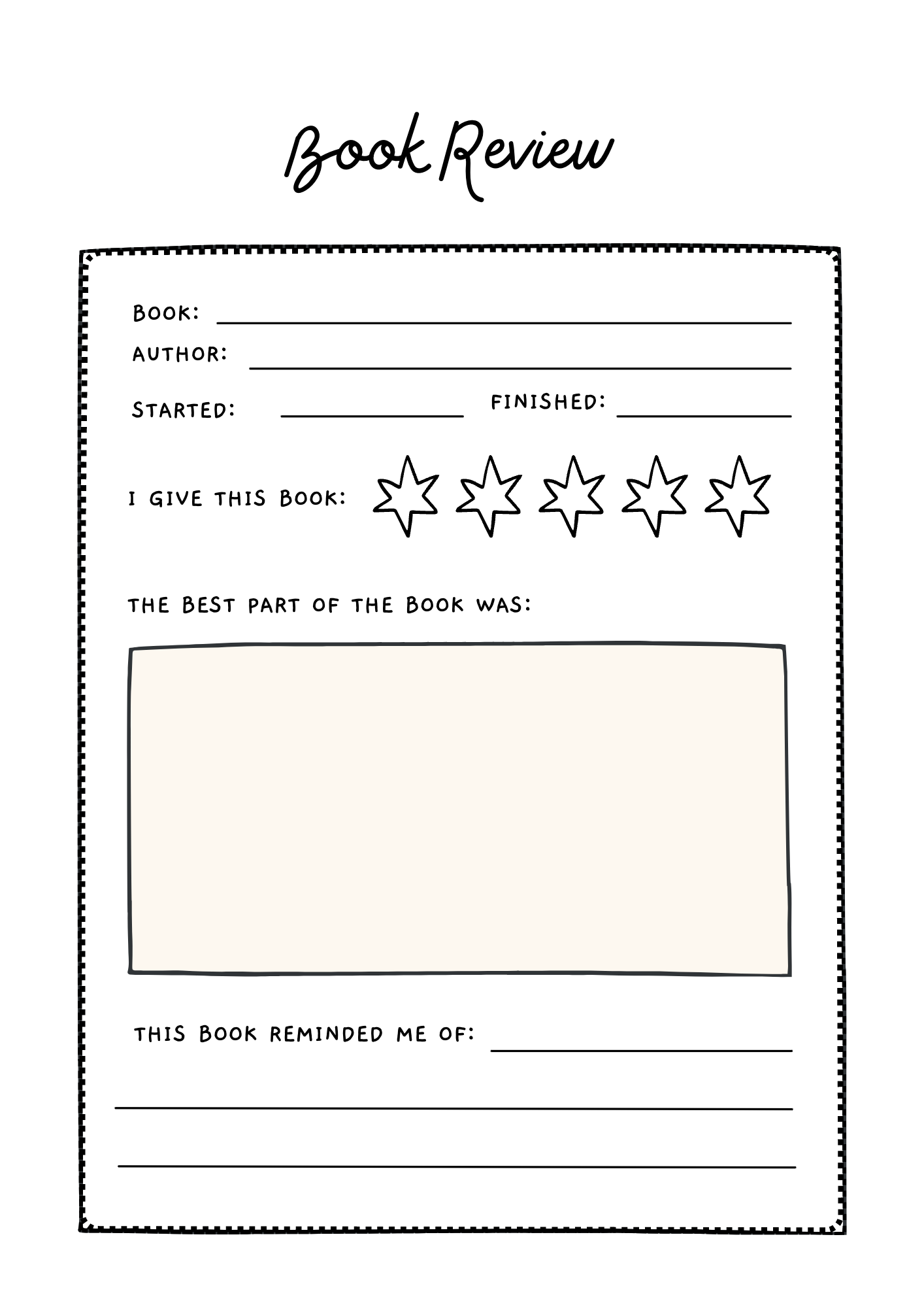 Reading Journal Printable | Printable Reading Journal | A4 Reading Journal