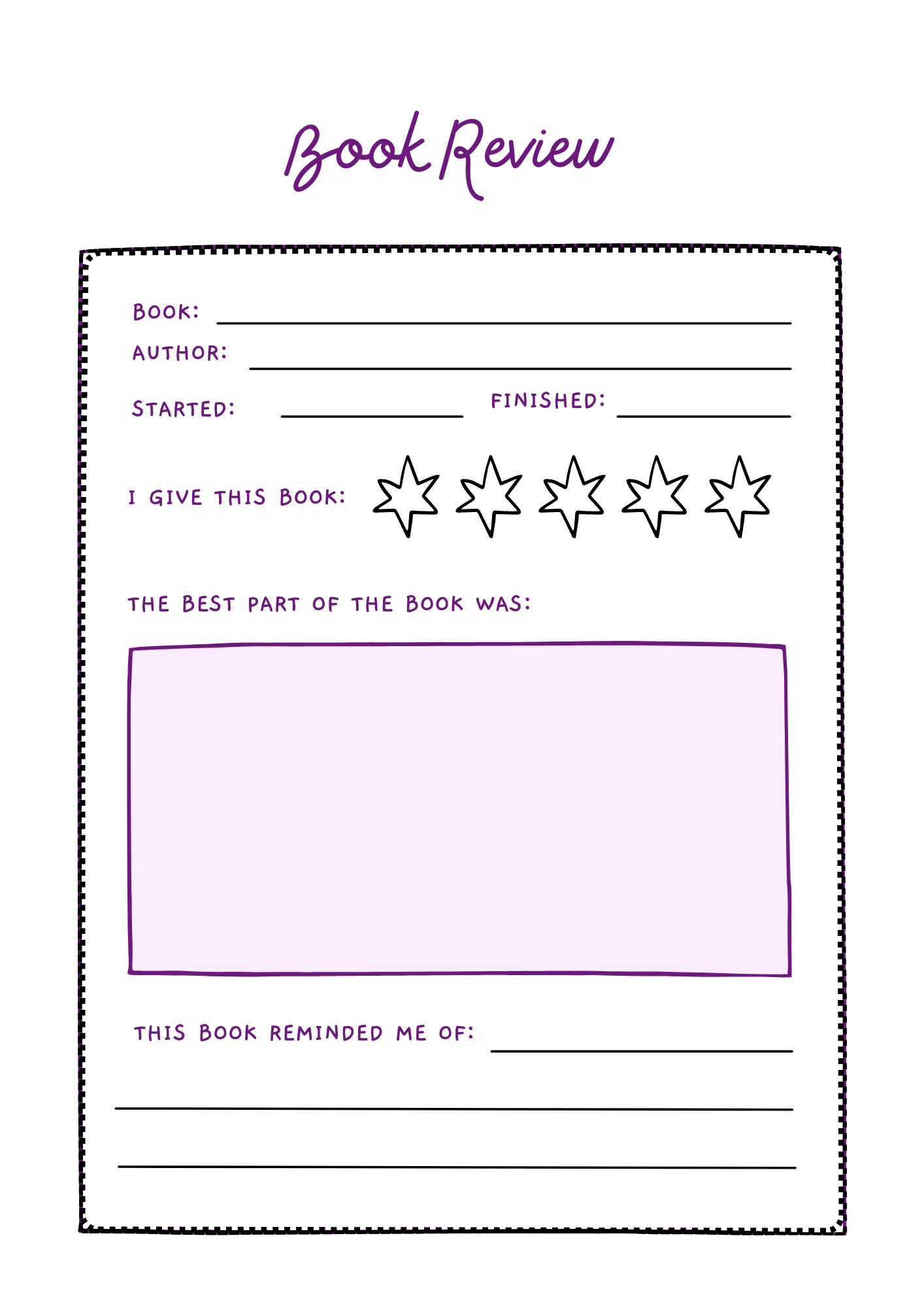 Monthly Reading Journal Printable | Printable Reading Journal | A4 Reading Journal | Kawaii Reading Journal