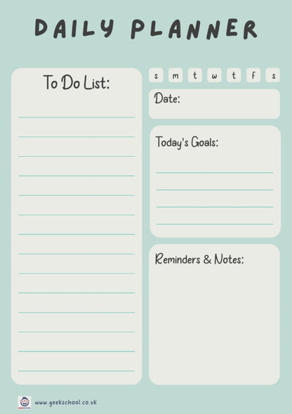 Daily Planner Printable | Daily Schedule | School Schedule | Daily Planner