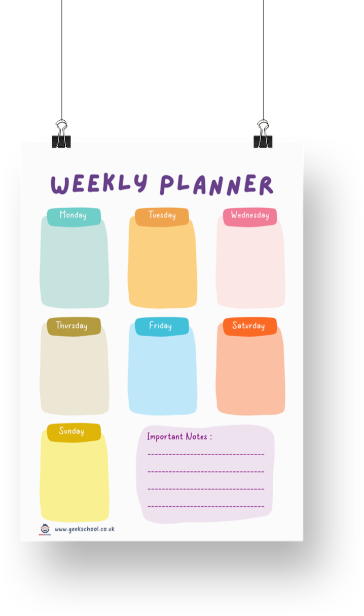 Cute Weekly Planner Printable | Weekly Schedule | School Schedule | Weekly Planner