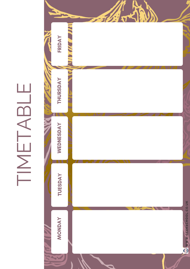 Gold and Purple Marble Effect Planner