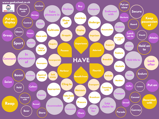100 Ways to Say 'Have' A3 Poster | Printable | English Poster | Vocabulary Poster | Spelling Poster | Classroom Decor | Teacher Resource