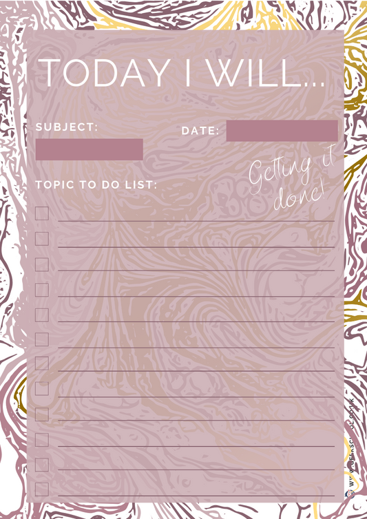 Student Revision Planner Bundle in Gold and Purple Marble Effect | Daily, Weekly and Monthly School and College Organiser | Digital Download