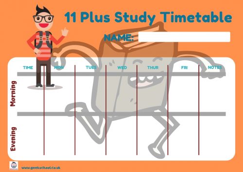Free 11 Plus Timetable