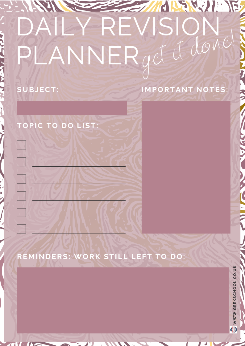 Student Revision Planner Bundle in Gold and Purple Marble Effect | Daily, Weekly and Monthly School and College Organiser | Digital Download