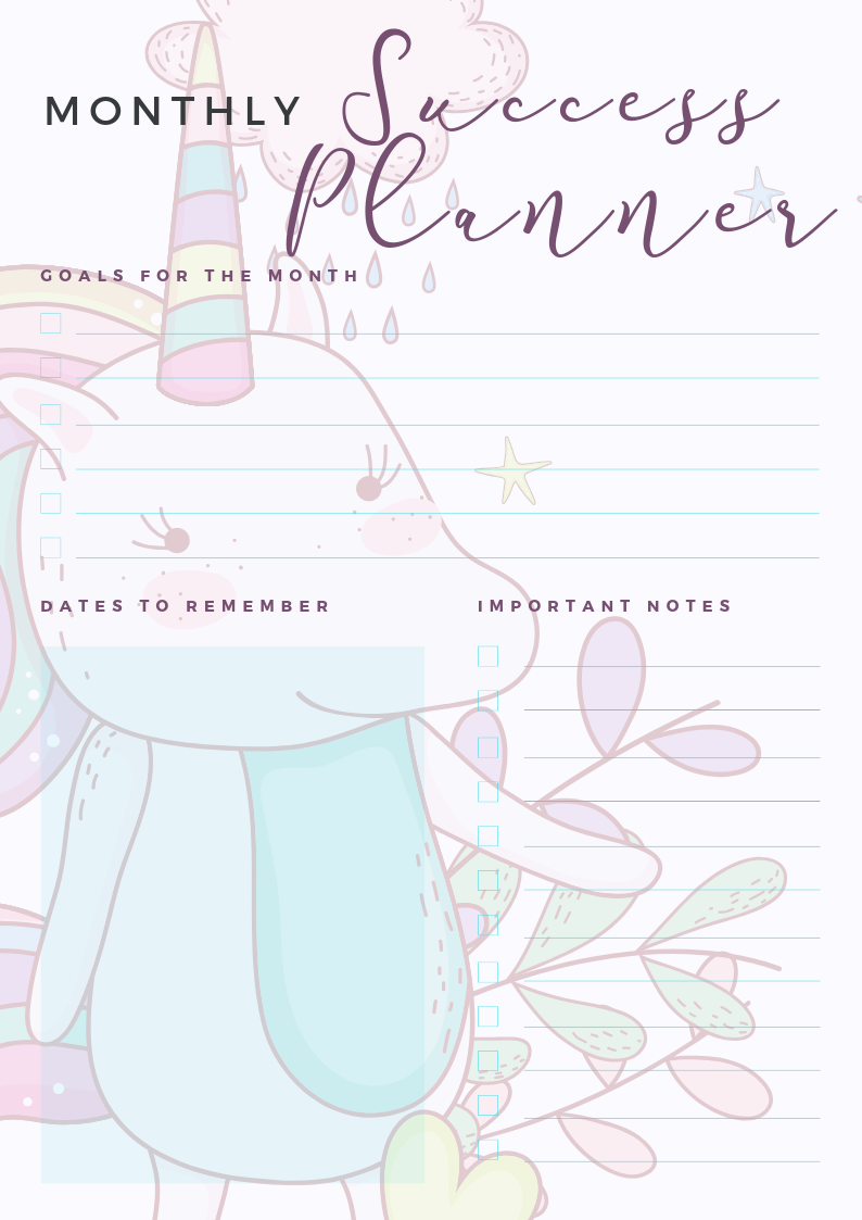 Unicorn Revision Success Planner - For Revision and Life