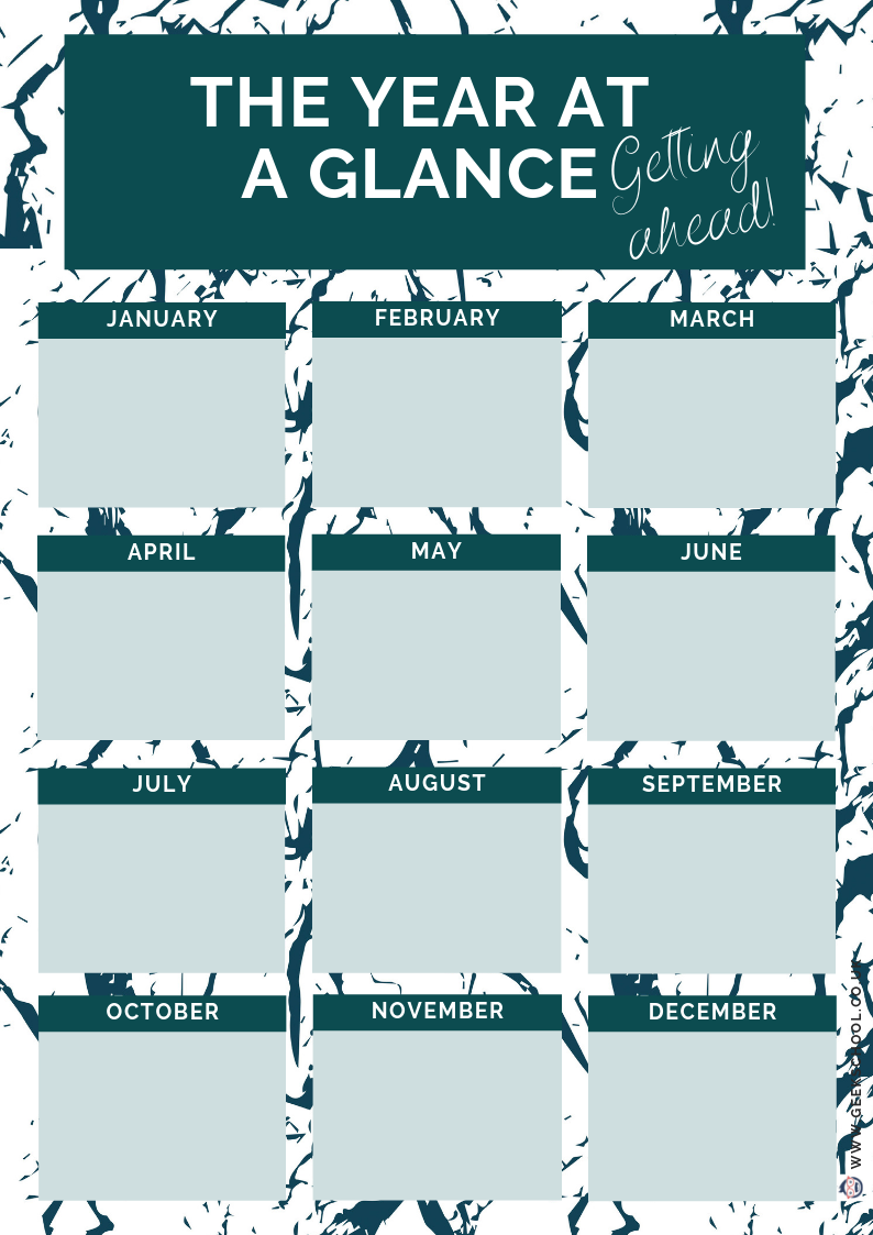 Printed Student Revision Planner Bundle in Green and White Marble Effect | Daily, Weekly and Monthly School and College Organiser (Copy)