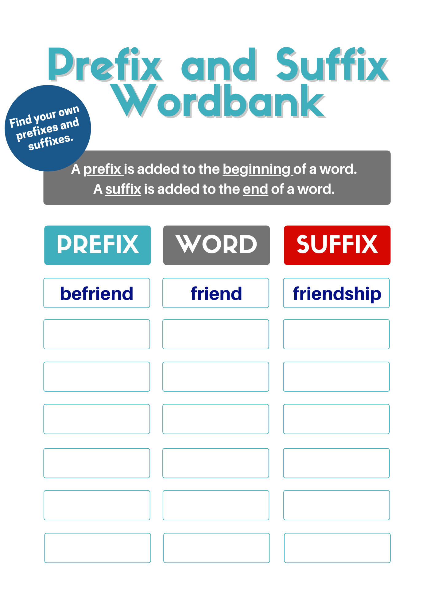 Prefixes, Suffixes and Roots Dictionary and Poster Book