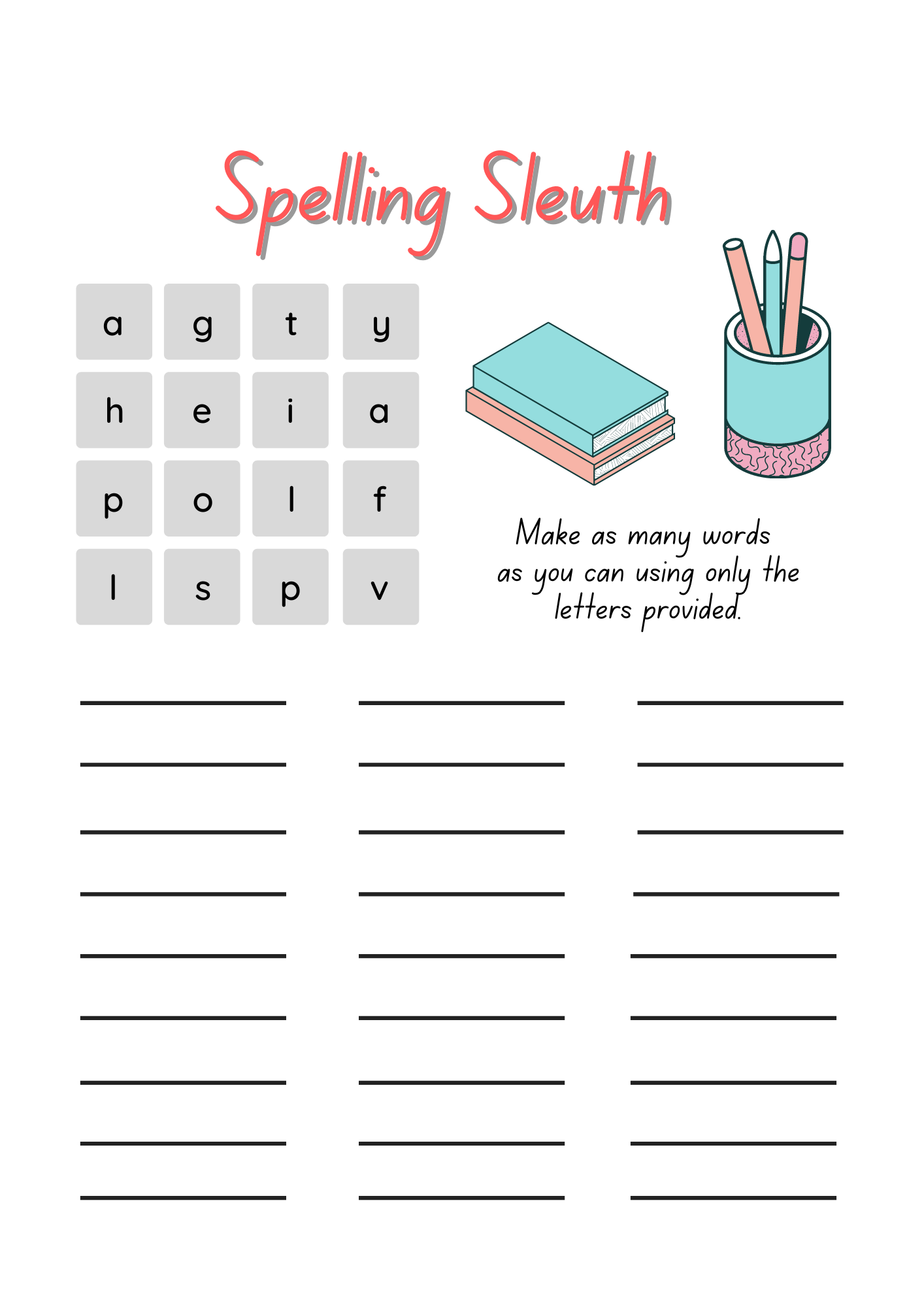 Word Puzzles 1: Vocabulary and Spelling 50-Page Bumper Pack Downloadble PDF Booklet