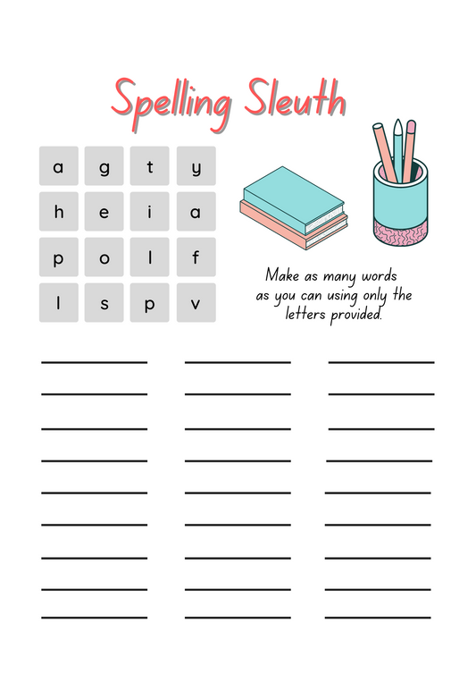 Word Puzzles 1: Vocabulary and Spelling 50-Page Bumper Pack Downloadble PDF Booklet