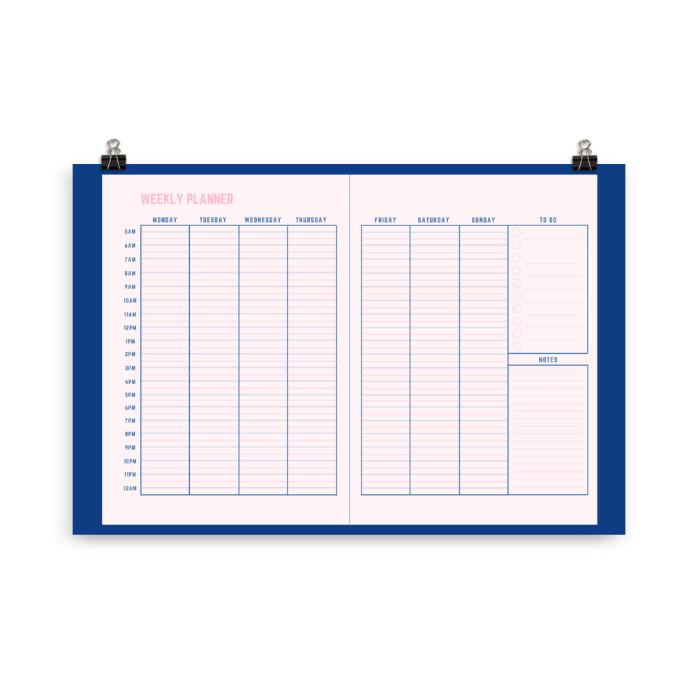 Weekly Revision Planner Poster - for GCSE, SATs and 11 Plus Revision | Printable | English Poster | Vocabulary Poster | Spelling Poster | Classroom Decor | Teacher Resource