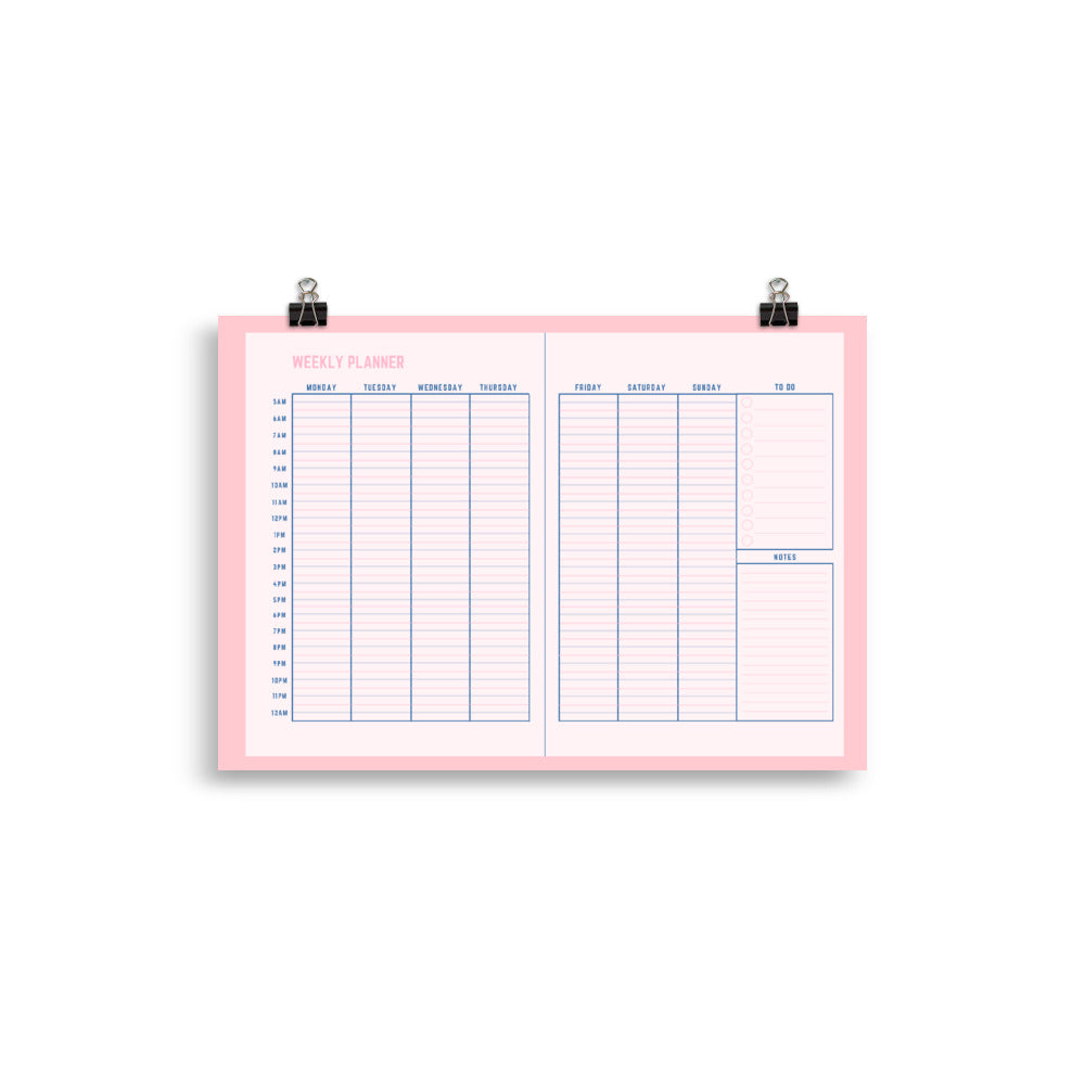 Weekly Revision Planner Poster - for GCSE, SATs and 11 Plus Revision | Printable | English Poster | Vocabulary Poster | Spelling Poster | Classroom Decor | Teacher Resource
