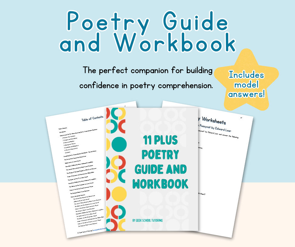 11 Plus Poetry Guide and Workbook | Poem Analysis | English Comprehension