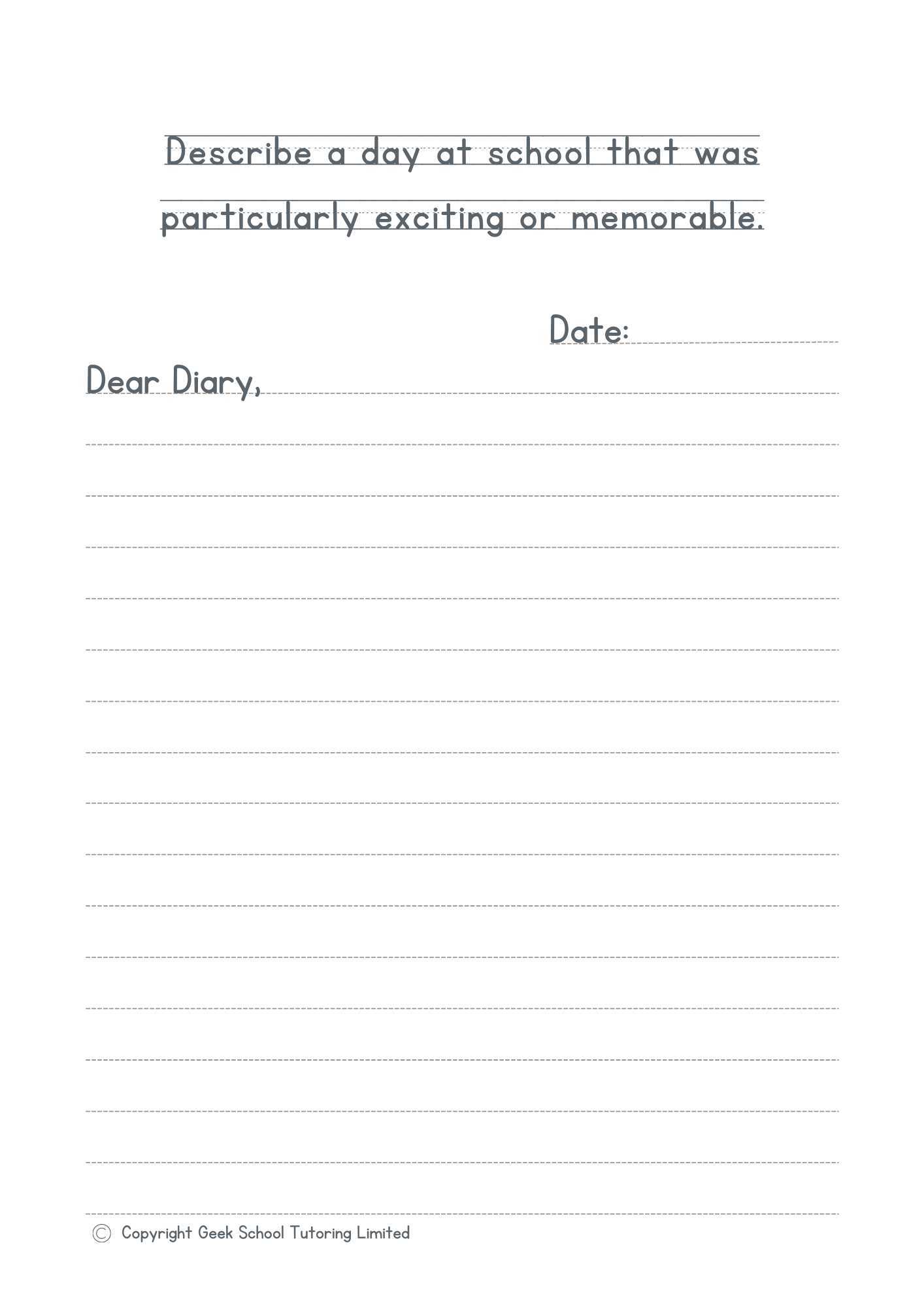 11 Plus Diary Entry Writing Prompts Booklet - 50 Writing Tasks - INSTANT DOWNLOAD