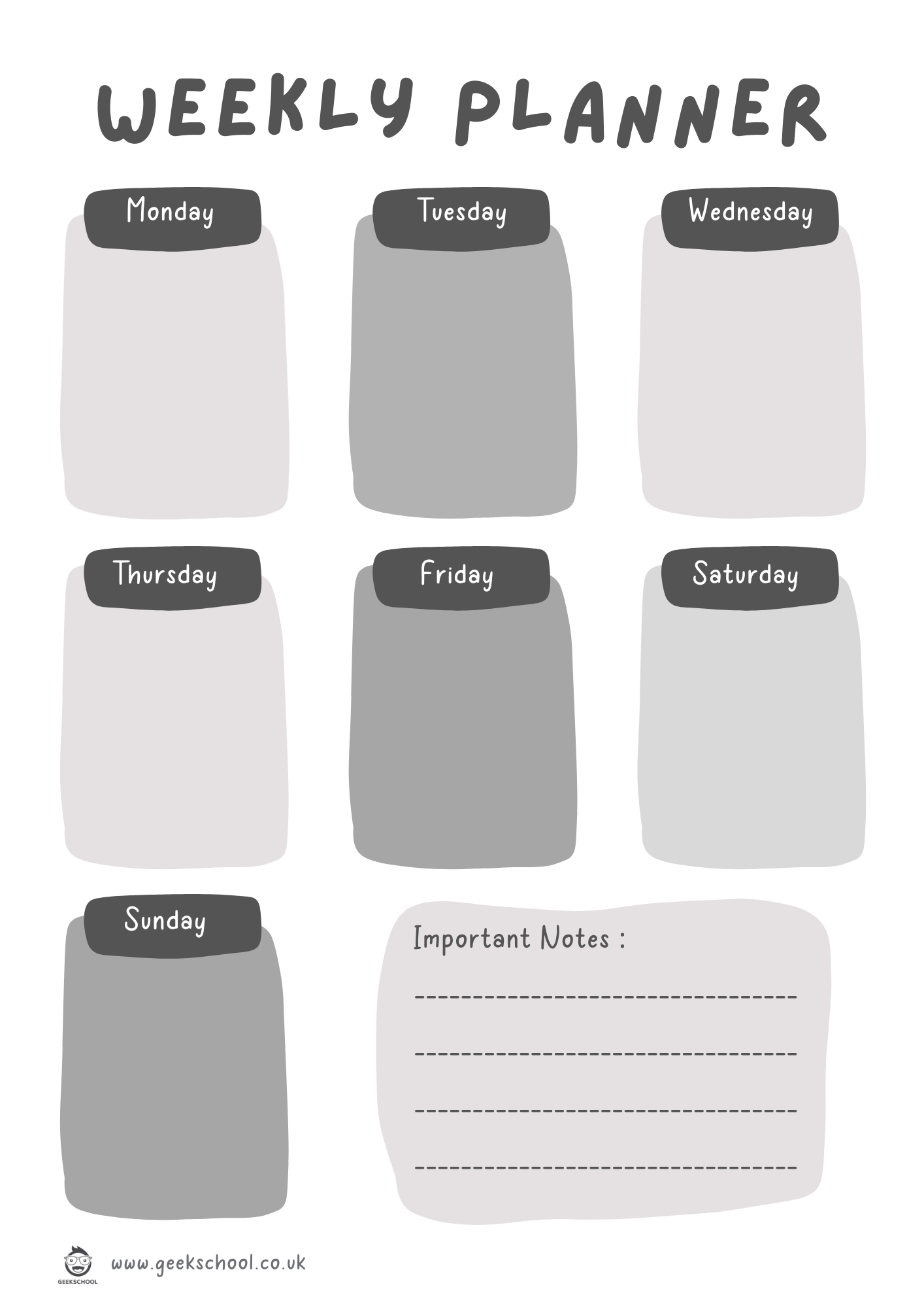 Cute Weekly Planner Printable | Weekly Schedule | School Schedule | Weekly Planner
