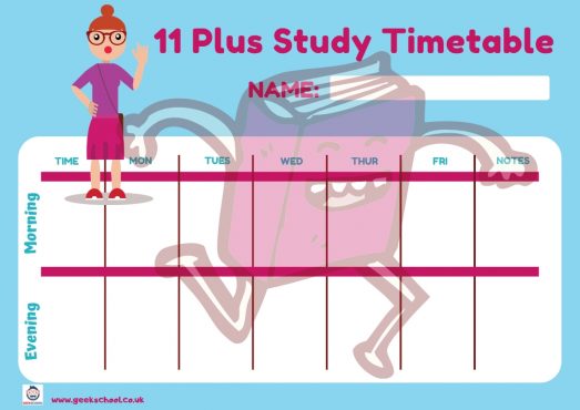 11 Plus Timetable