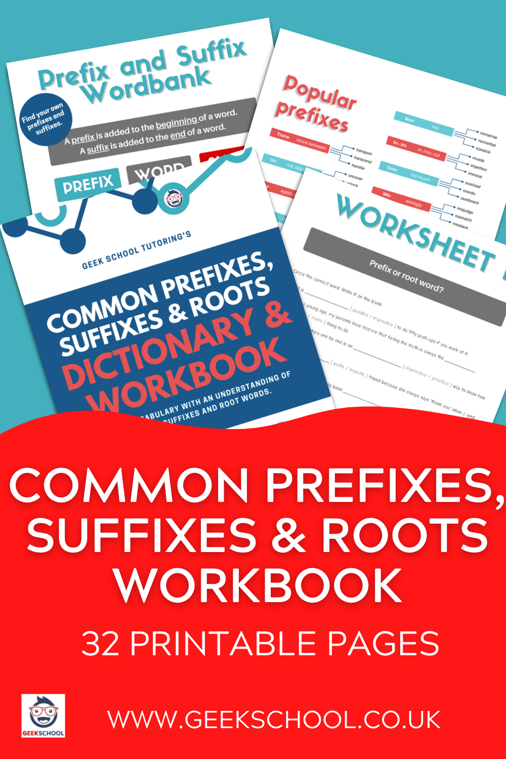 Prefixes, Suffixes and Roots Dictionary and Poster Book